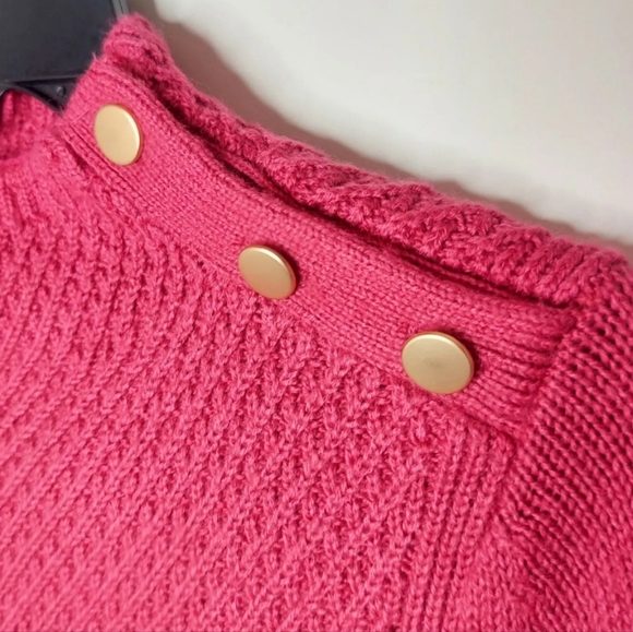 Talbots mock neck pink knit sweater with button size L - Picture 4 of 10